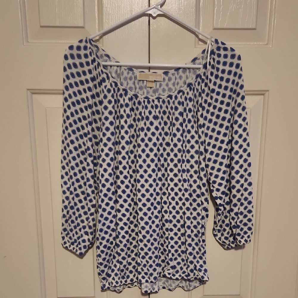 MICHAEL Michael Kors Blue and White Polka Dot Blouse